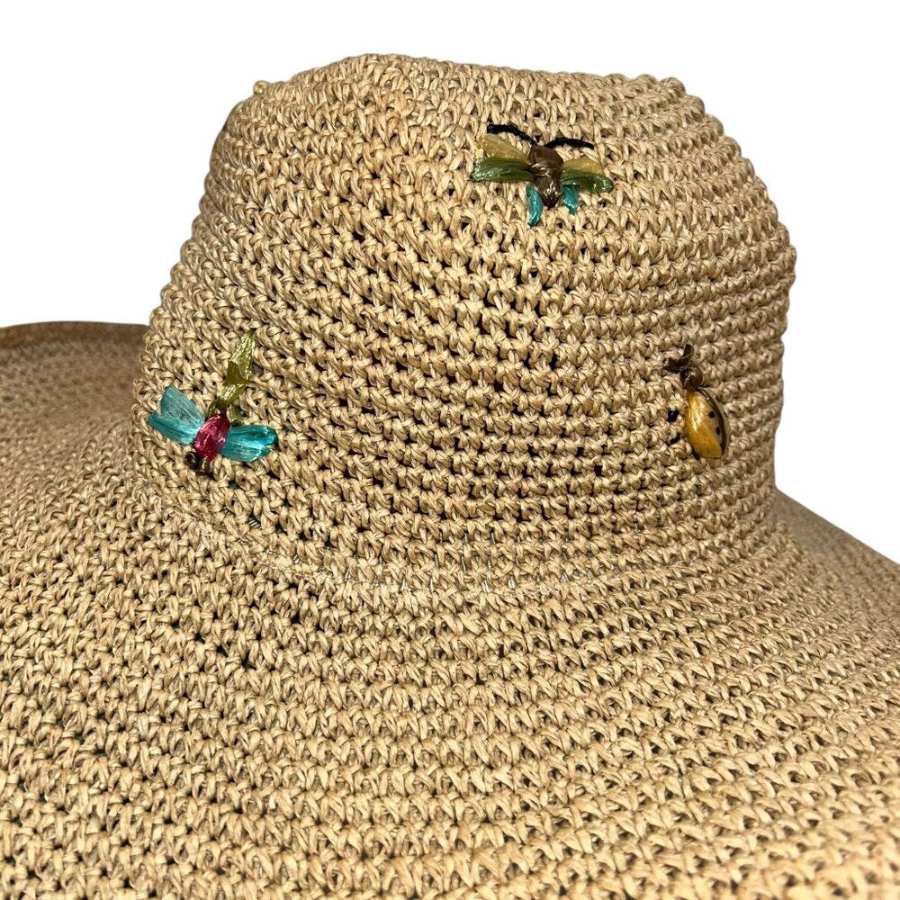 Bee in your Bonnet FABULOUS embroidered insects bugs straw hat